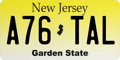 NJ license plate A76TAL