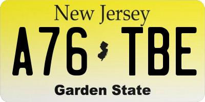 NJ license plate A76TBE