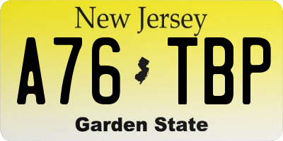 NJ license plate A76TBP