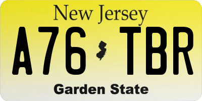 NJ license plate A76TBR