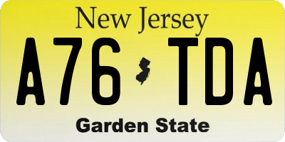 NJ license plate A76TDA