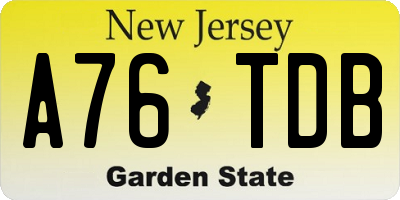 NJ license plate A76TDB