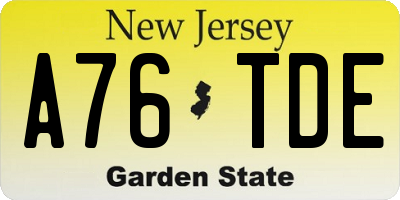 NJ license plate A76TDE