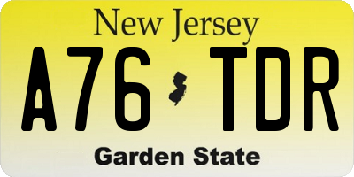 NJ license plate A76TDR