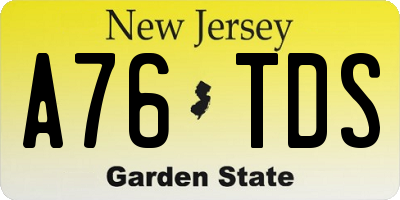 NJ license plate A76TDS