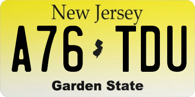 NJ license plate A76TDU