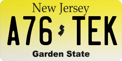 NJ license plate A76TEK