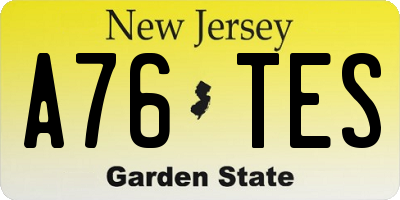NJ license plate A76TES