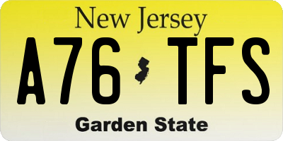 NJ license plate A76TFS