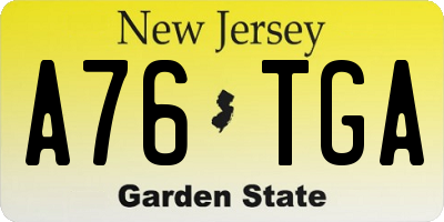 NJ license plate A76TGA