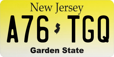 NJ license plate A76TGQ