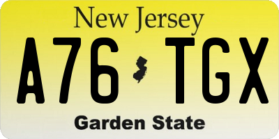 NJ license plate A76TGX