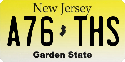 NJ license plate A76THS