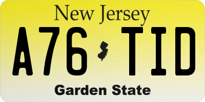 NJ license plate A76TID