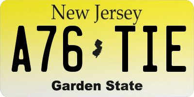 NJ license plate A76TIE