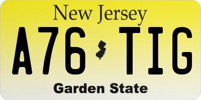 NJ license plate A76TIG