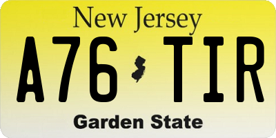 NJ license plate A76TIR