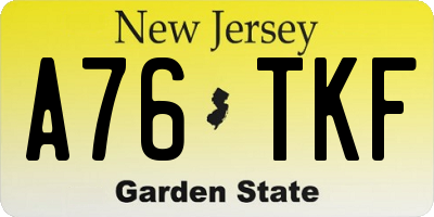NJ license plate A76TKF