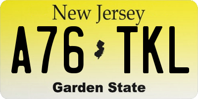 NJ license plate A76TKL