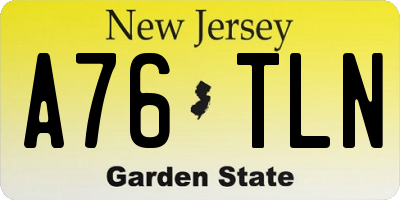 NJ license plate A76TLN