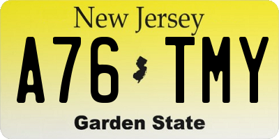 NJ license plate A76TMY