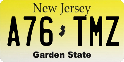 NJ license plate A76TMZ