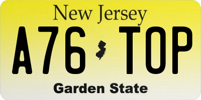 NJ license plate A76TOP