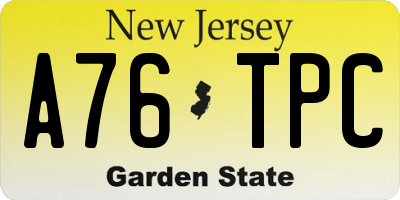NJ license plate A76TPC
