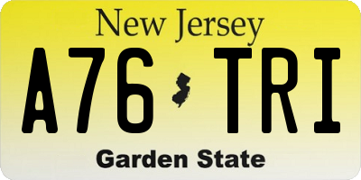 NJ license plate A76TRI