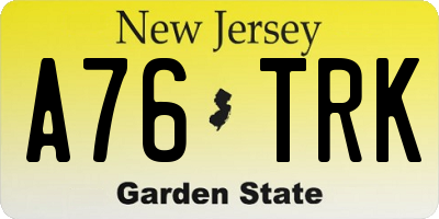 NJ license plate A76TRK