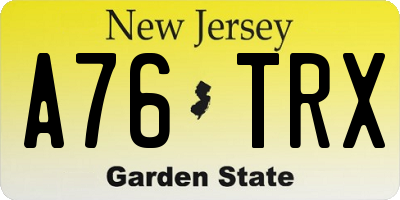 NJ license plate A76TRX