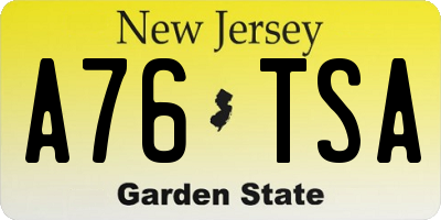 NJ license plate A76TSA