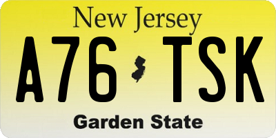 NJ license plate A76TSK