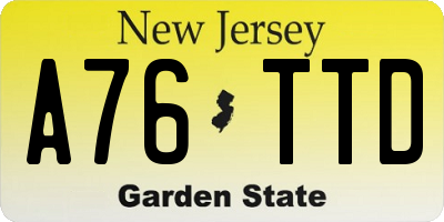 NJ license plate A76TTD