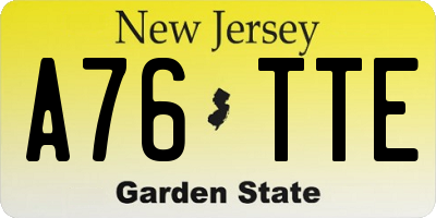 NJ license plate A76TTE