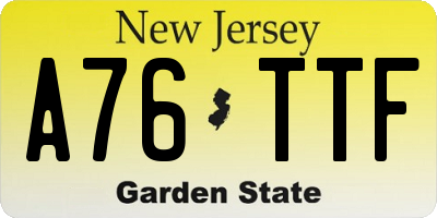NJ license plate A76TTF