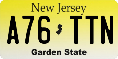 NJ license plate A76TTN