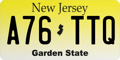 NJ license plate A76TTQ