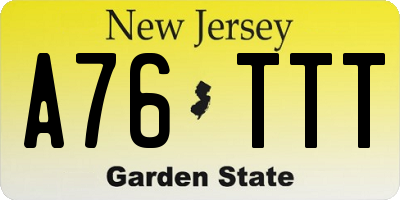 NJ license plate A76TTT