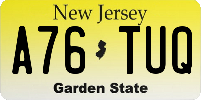 NJ license plate A76TUQ