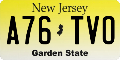 NJ license plate A76TVO