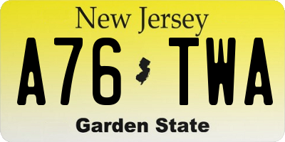 NJ license plate A76TWA
