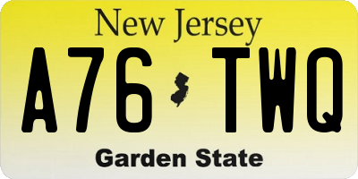 NJ license plate A76TWQ