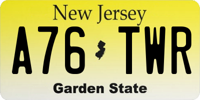 NJ license plate A76TWR