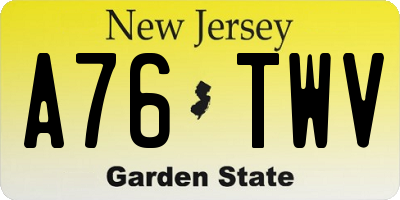 NJ license plate A76TWV