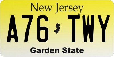 NJ license plate A76TWY