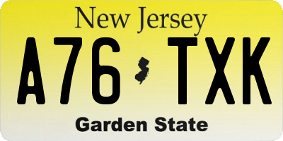 NJ license plate A76TXK