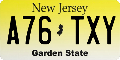 NJ license plate A76TXY