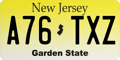 NJ license plate A76TXZ