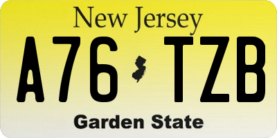 NJ license plate A76TZB